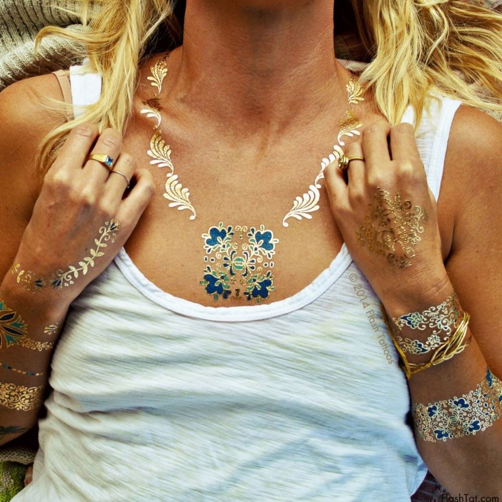 4 Sheets Boho Festival Temporary Metallic Flash Tattoos - Picture 8 of 16